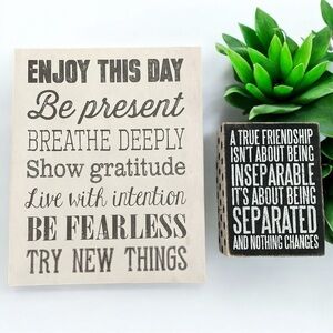 Home Decor Wall shelf Art Quote decoration off white & black 2 items EUC